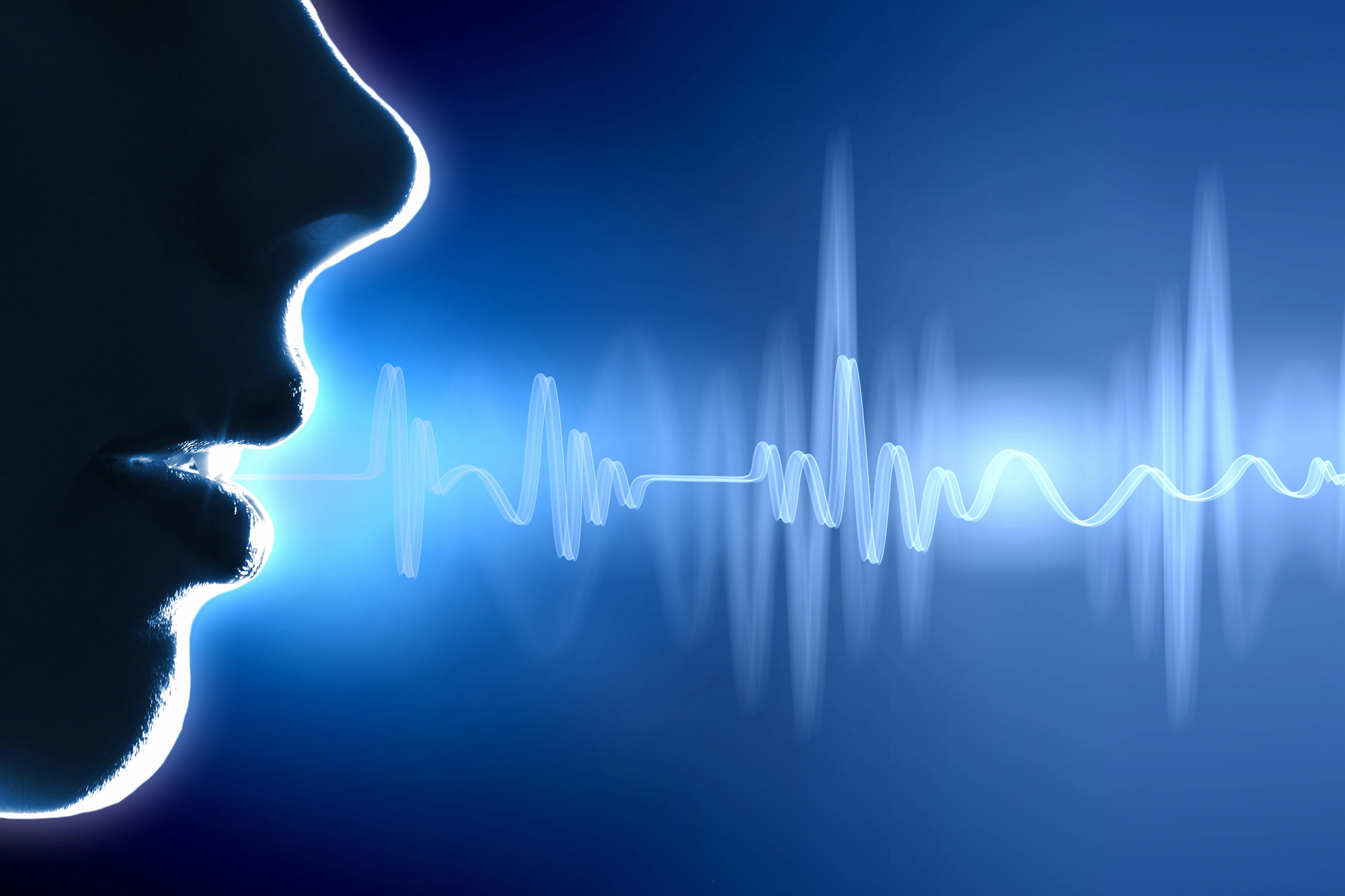 man with voice sound waves grief speaking 